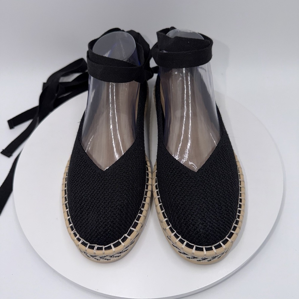 Rothy's The Espadrille Black Lace Up Shoes Size 9.5 - Picture 4 of 9